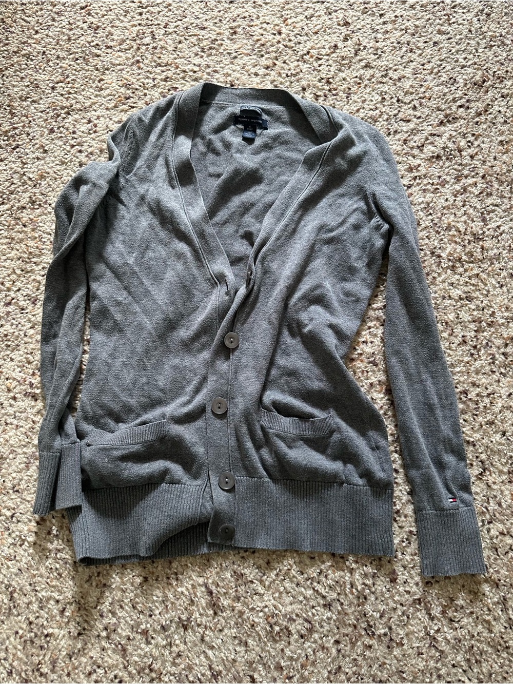 Tommy Hilfiger Women's Gray Button-Front V-Neck Cardigan in size XXS